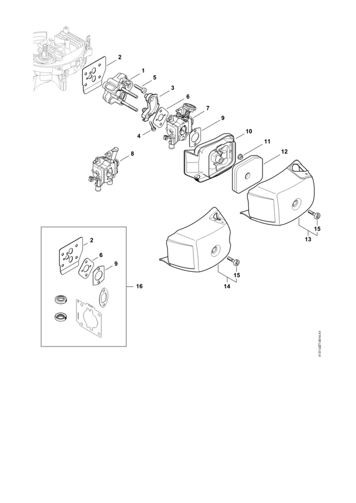 STIHL 4237-120-0615 Vergaser C1Q-S292B positie 8 technische tekening