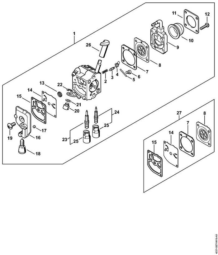 STIHL 4237-182-9501 Drehknopf positie 26 technische tekening