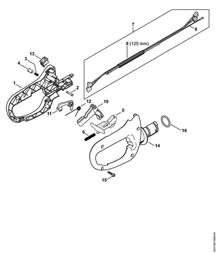 STIHL 4237-182-3203 Gaszug positie 8 technische tekening