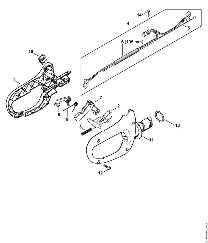 STIHL 4237-791-0610 Griffschale positie 11 technische tekening