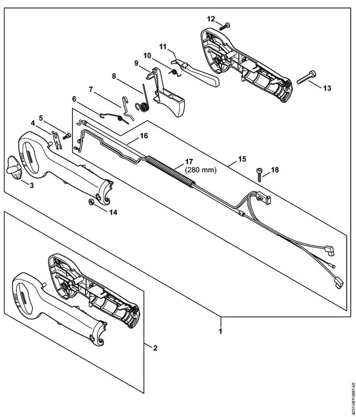 STIHL 4134-442-1601 Kontaktfeder positie 7 technische tekening