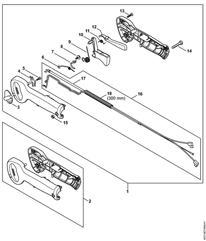 STIHL 4237-180-1105 Gaszug positie 16 technische tekening