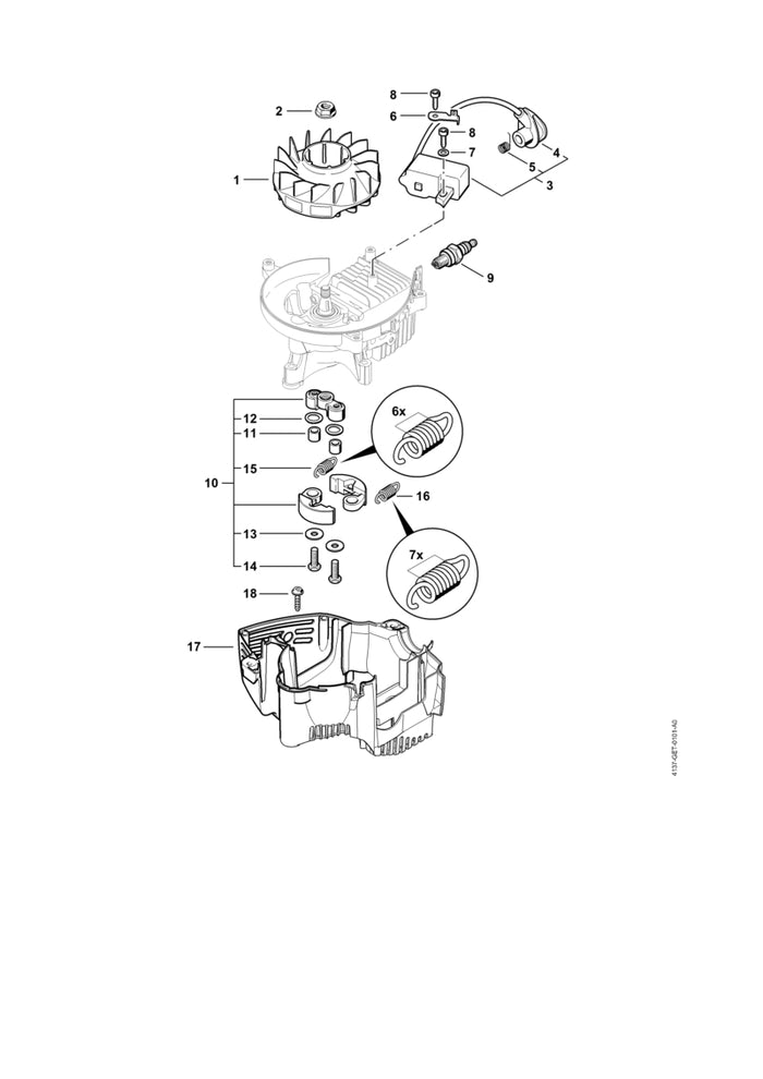 STIHL 0000-997-5523 Zugfeder positie 15 technische tekening