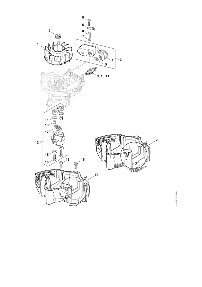 STIHL 4237-021-3006 Motorgehäuse positie 19 technische tekening