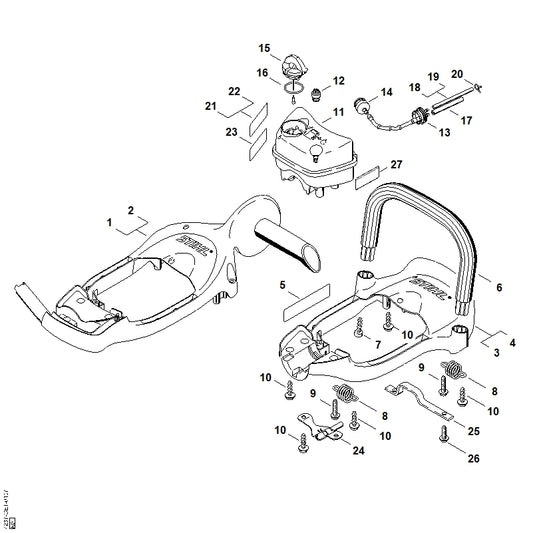 STIHL 0000-350-3503 Saugkopf positie 14 technische tekening