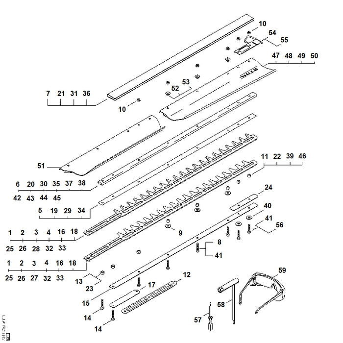 STIHL 4237-710-5907 Satz Schneideinrichtung 750 mm / 30" R positie 1 technische tekening