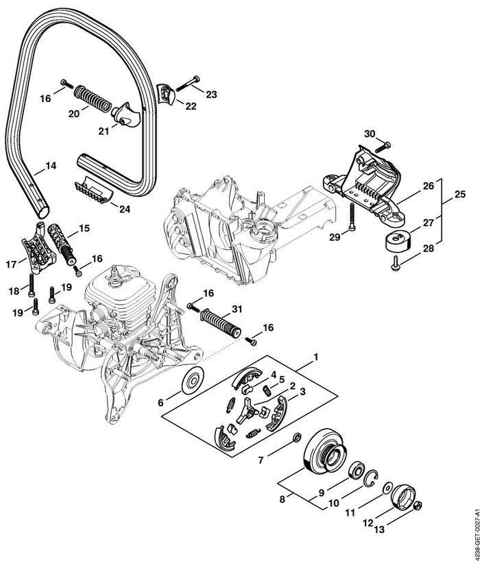 STIHL 4238-760-8510 Riemenscheibe positie 8 technische tekening
