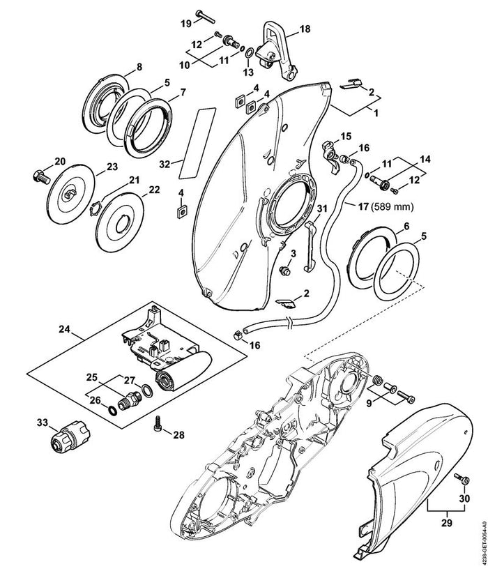 STIHL 0000-967-7355 Warnhinweis Piktogramm positie 32 technische tekening