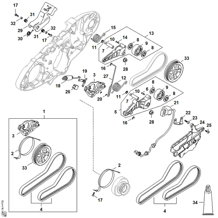 STIHL 4238-690-1100 Niederhalter positie 24 technische tekening