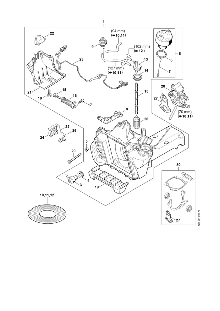 STIHL 4238-350-0807 Tankgehäuse positie 1 technische tekening