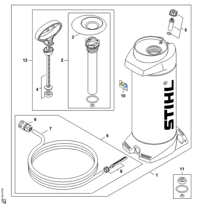 STIHL 0000-967-7304 Warnhinweis Piktogramm positie 10 technische tekening