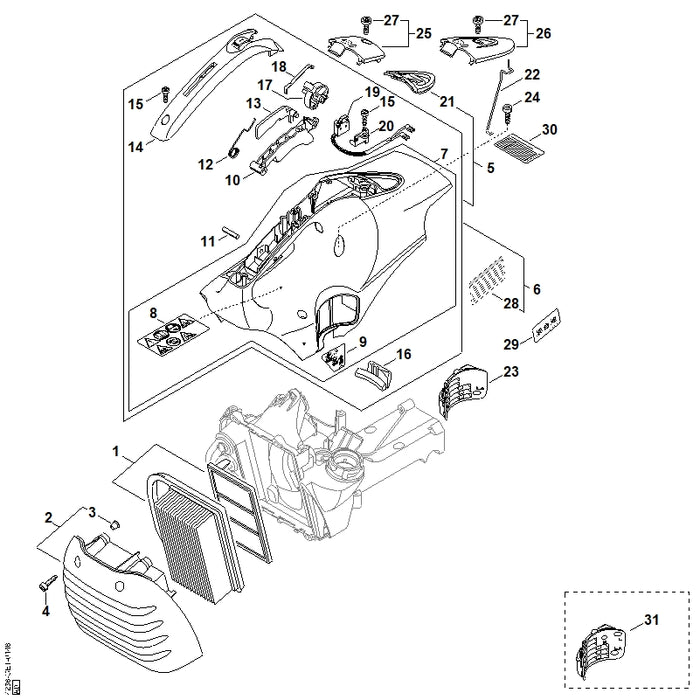 STIHL 4238-080-1608 Haube positie 7 technische tekening