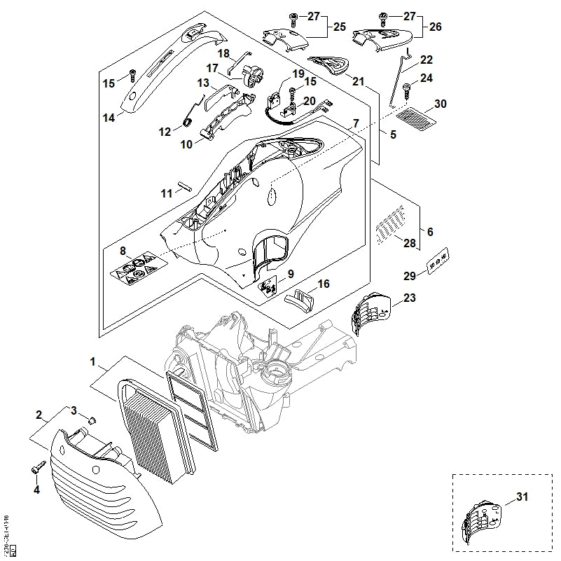 STIHL 4238-080-1609 Haube positie 5 technische tekening