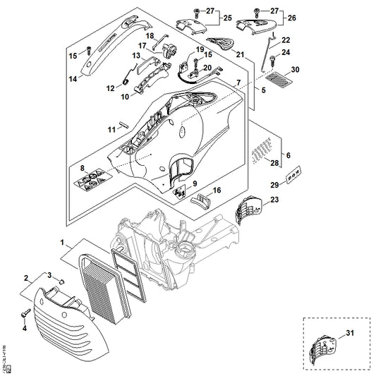 STIHL 4238-080-1609 Haube positie 5 technische tekening