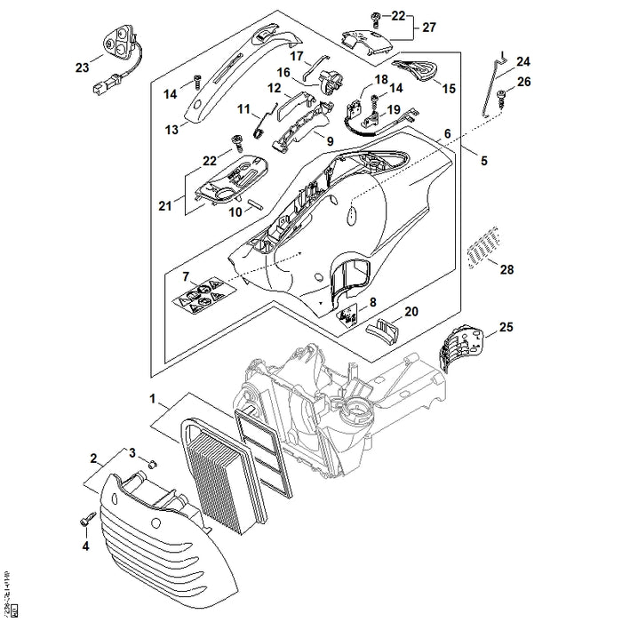STIHL 4238-080-1604 Haube positie 5 technische tekening