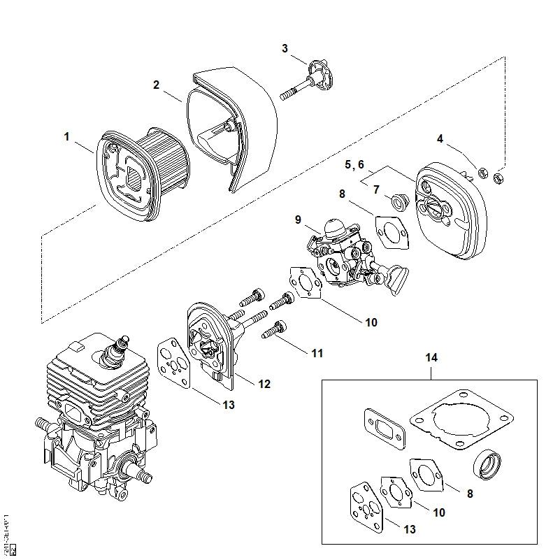 STIHL 4241-120-0633 Vergaser 4241/33 positie 9 technische tekening