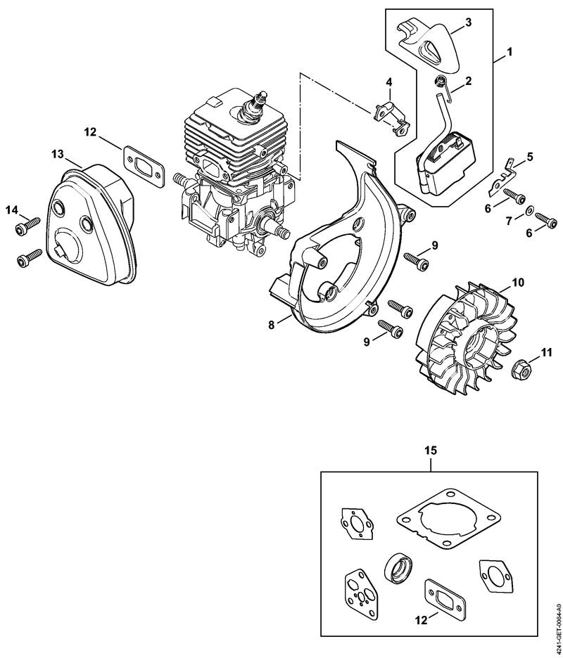 STIHL 4241-140-0605 Schalldämpfer positie 13 technische tekening