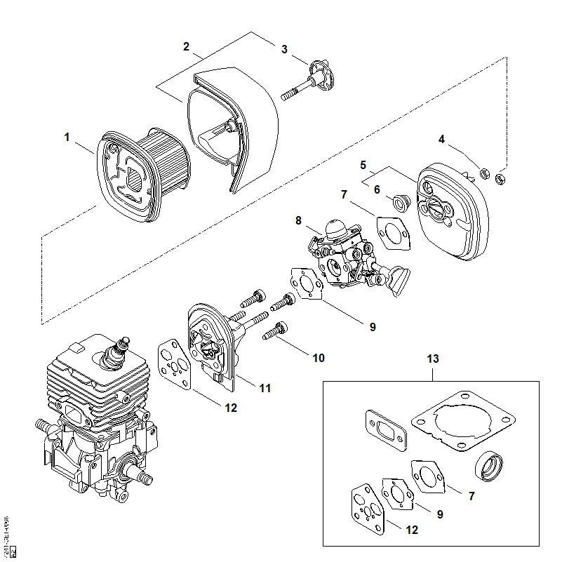 STIHL 4241-140-2803 Filtergehäuse positie 5 technische tekening