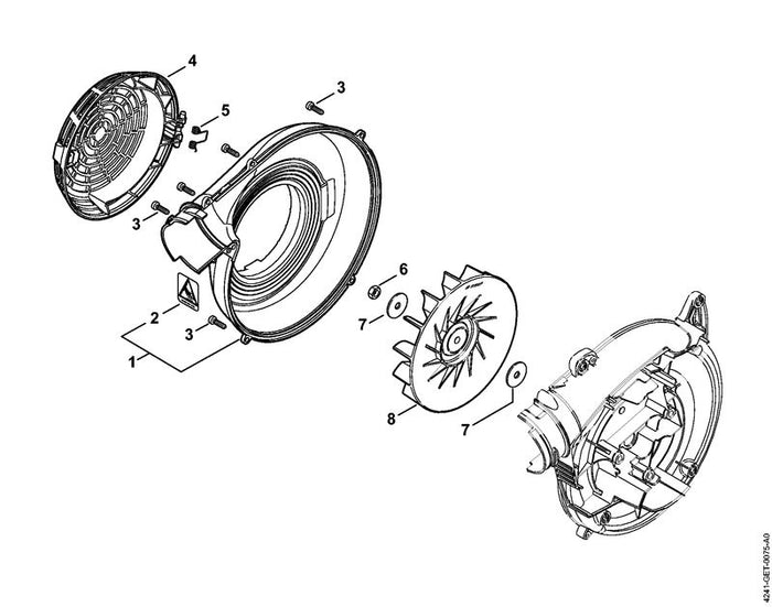 STIHL 0000-967-7285 Warnhinweis Piktogramm Schutzgitter positie 2 technische tekening