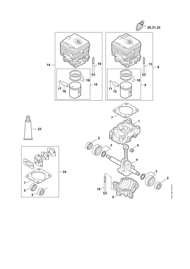 STIHL 4241-030-2001 Kolben Ø 34 mm positie 15 technische tekening