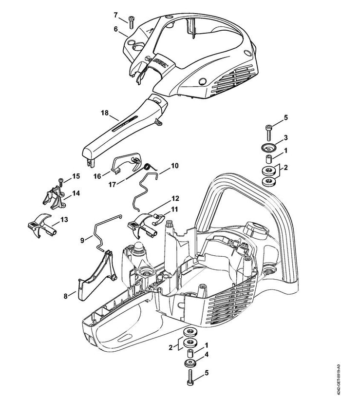 STIHL 4242-442-1601 Kontaktfeder positie 11 technische tekening