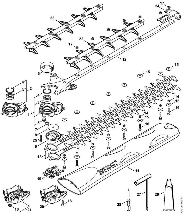 STIHL 9022-346-1050 Schraube IS-M5x25-10.9 positie 16 technische tekening