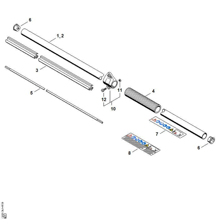 STIHL 4137-711-7300 Lagerrohr 1455 mm positie 3 technische tekening