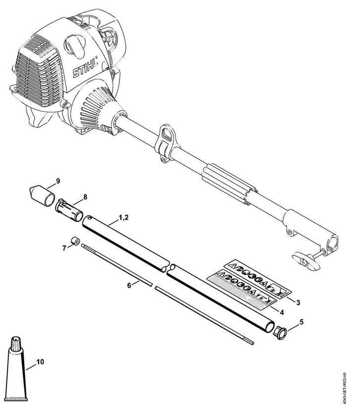 STIHL 4230-710-3200 Antriebswelle positie 6 technische tekening
