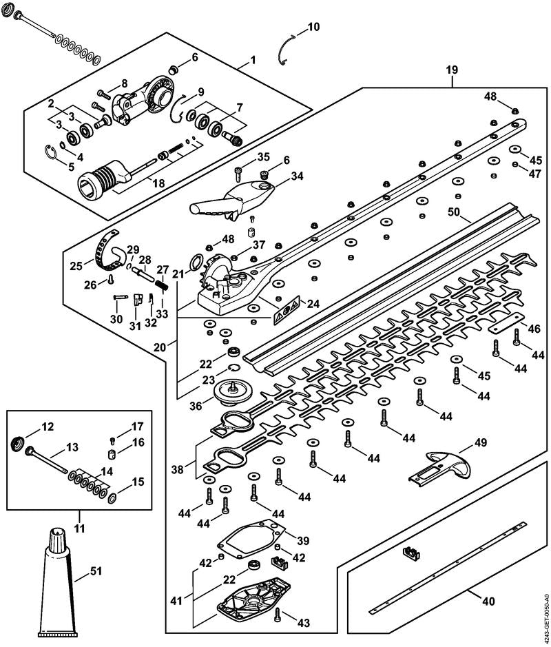 STIHL 4243-007-1004 Satz Abdeckblech 600 mm positie 40 technische tekening