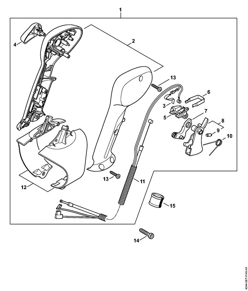 STIHL 4244-790-1313 Bedienungsgriff positie 1 technische tekening