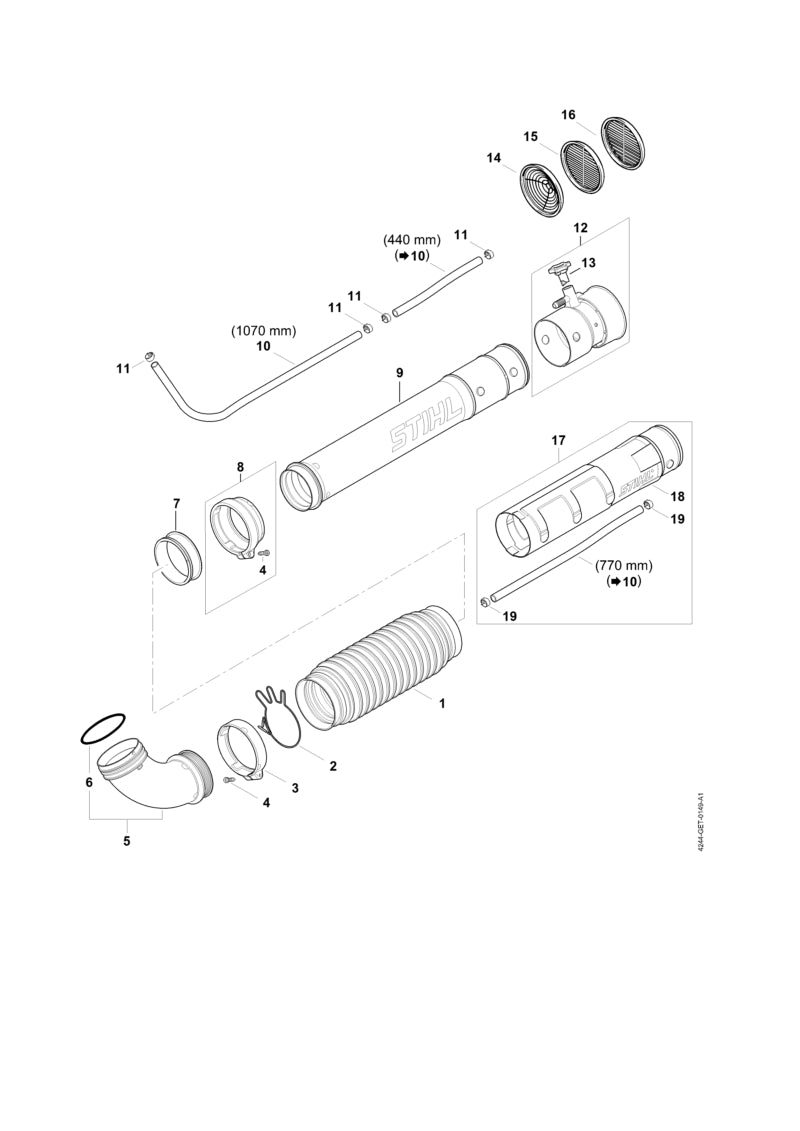 STIHL 4244-700-7100 Schlauchschelle positie 8 technische tekening