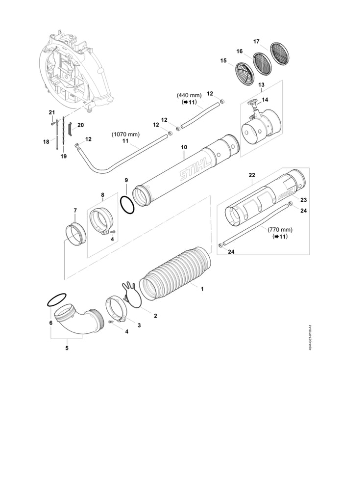 STIHL 0000-997-5601 Zugfeder positie 20 technische tekening