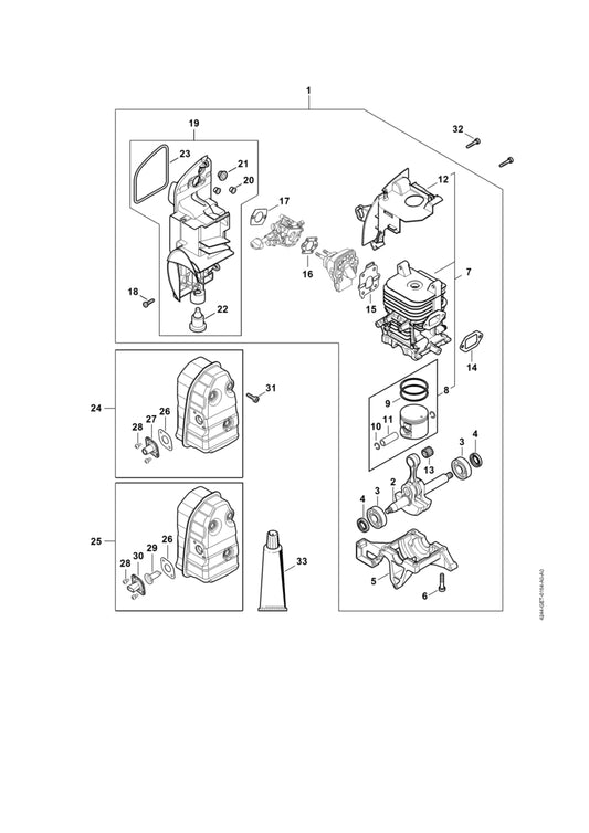 STIHL 1125-034-3001 Verdichtungsring Ø 48x1,2 mm positie 9 technische tekening