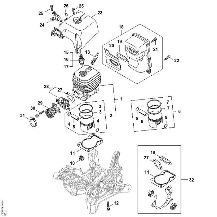 STIHL 9512-003-3142 Nadelkranz 12x16x13 positie 10 technische tekening