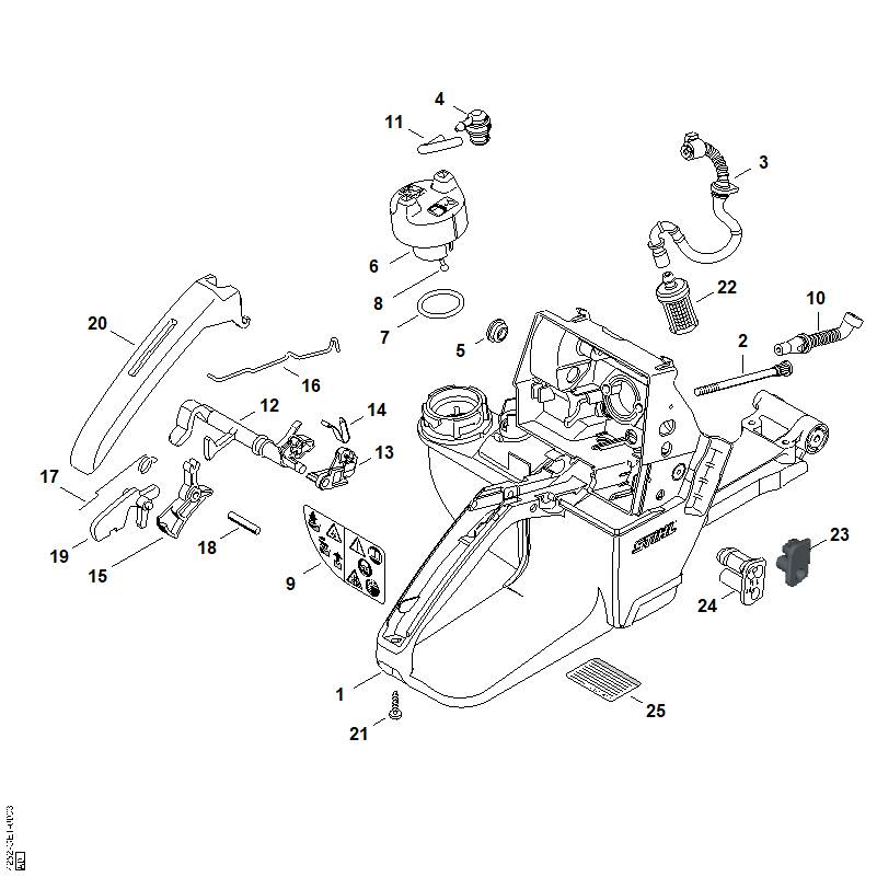 STIHL 4252-182-0900 Schaltwelle positie 12 technische tekening