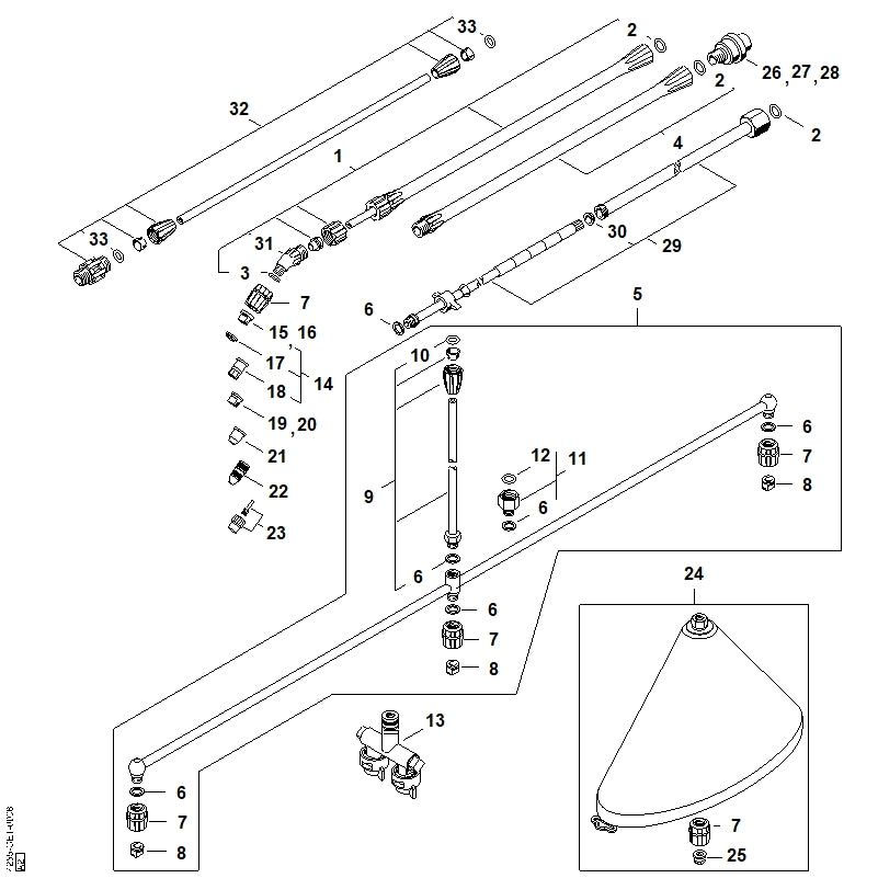 STIHL 4255-502-1000 Flachstrahldüse 80-015 positie 15 technische tekening