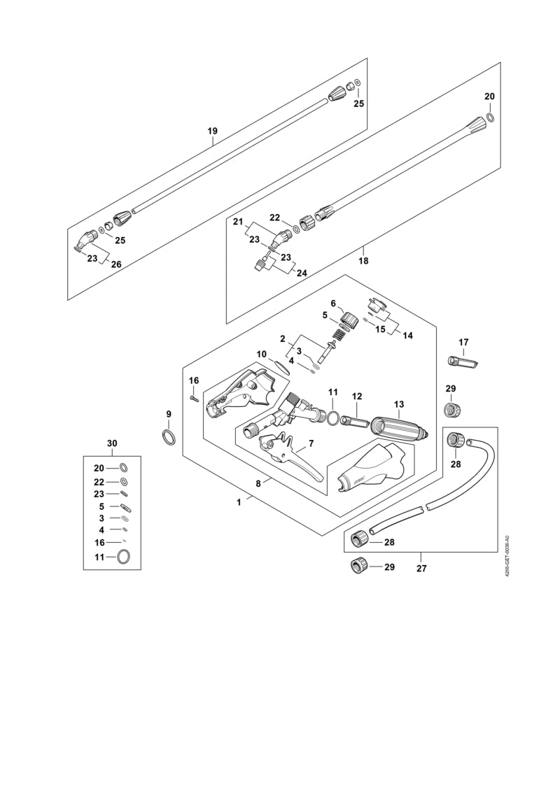 STIHL 4255-500-9105 Pistole mit Manometer positie 1 technische tekening