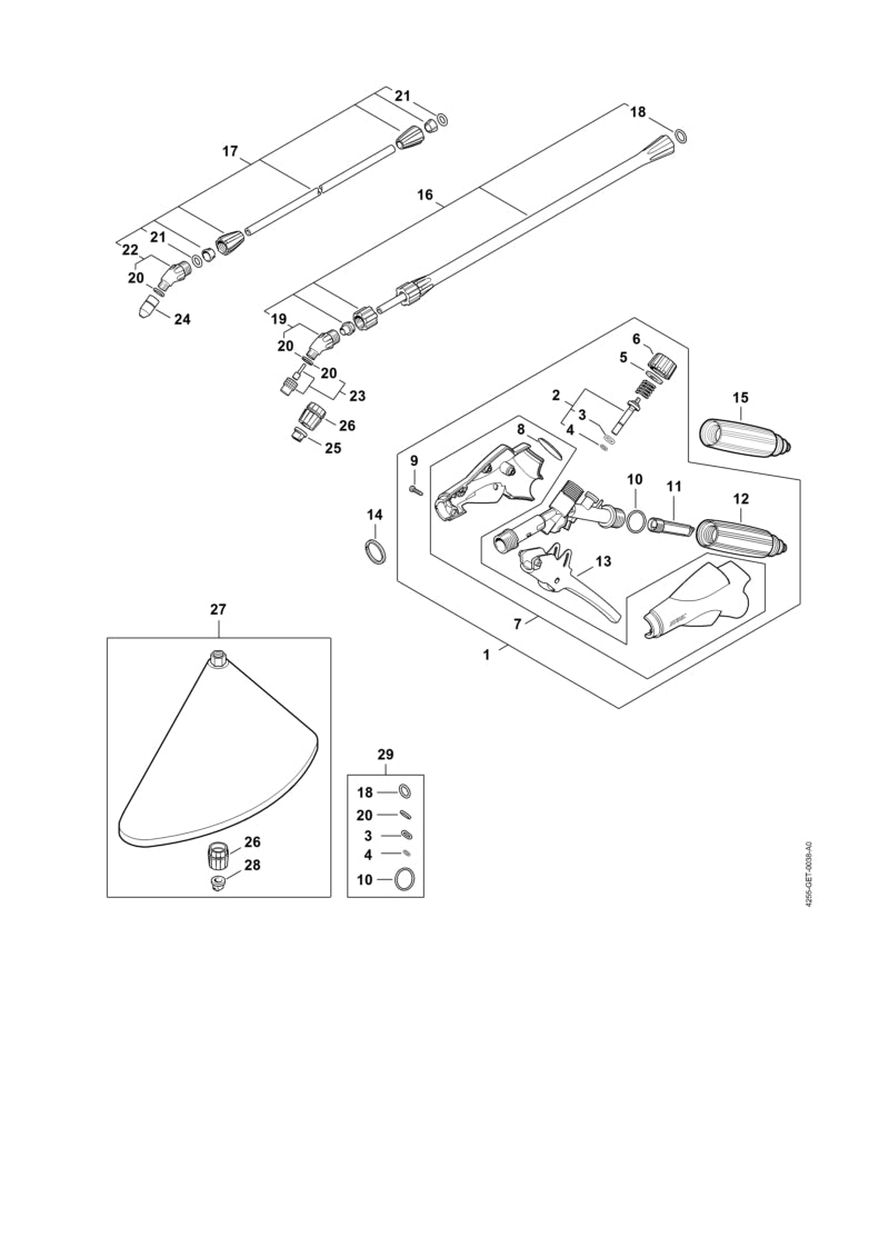 STIHL 4255-502-1900 Handgriff positie 15 technische tekening