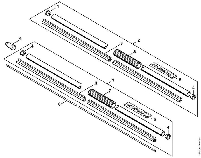 STIHL 4230-710-7128 Schaft Ø 25,4 mm positie 1 technische tekening