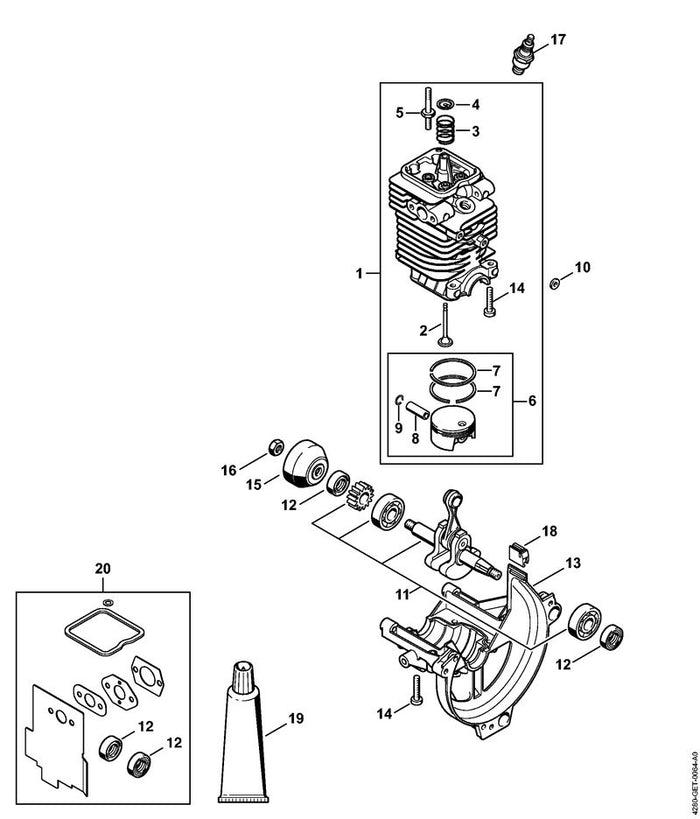 STIHL 4180-030-0410 Kurbelwelle positie 11 technische tekening