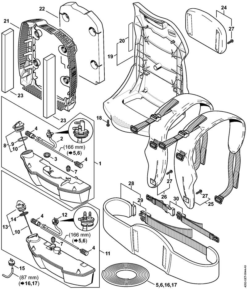 STIHL 4282-706-3210 Dämmeinlage positie 22 technische tekening