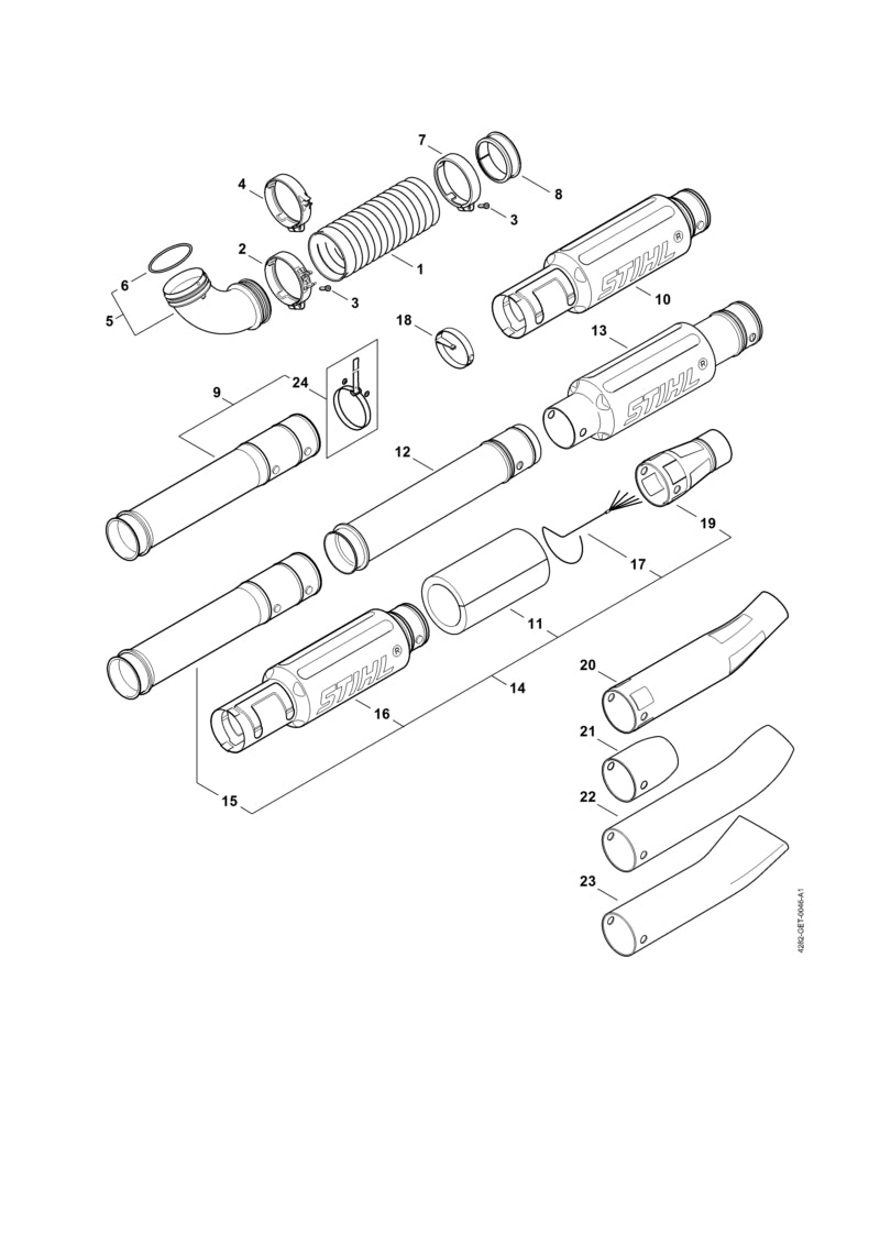 STIHL 4282-780-8201 Blasrohrschalldämpfer positie 16 technische tekening