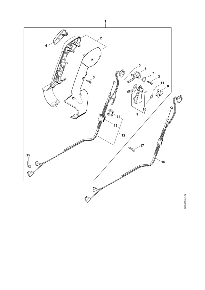 STIHL 4282-790-0300 Handgriff positie 2 technische tekening