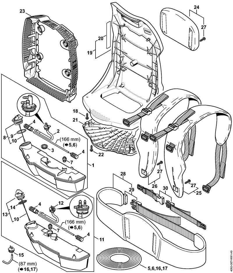 STIHL 4282-798-2200 Bodenplatte positie 21 technische tekening