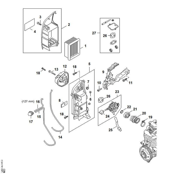 STIHL 0000-967-7514 Warnhinweis BR positie 4 technische tekening