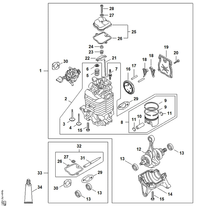 STIHL 4283-021-2500 Kurbelwanne positie 14 technische tekening