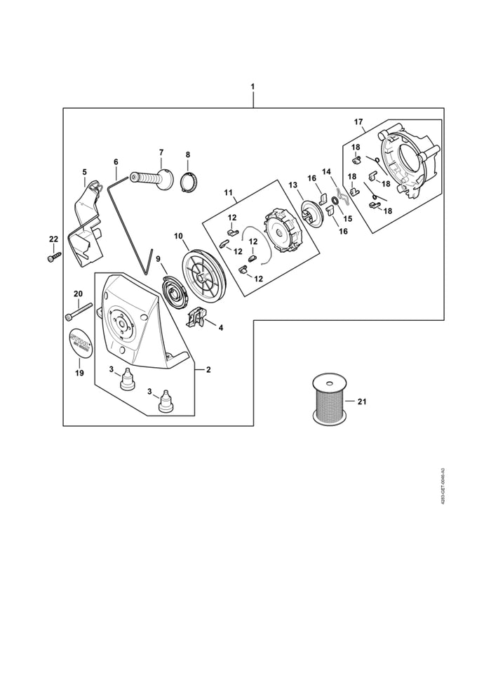 STIHL 4283-967-1501 Typenschild BR 800 C positie 19 technische tekening