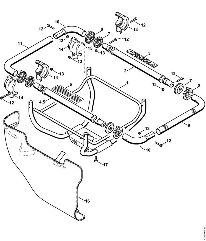STIHL 4313-790-2901 Rohr positie 2 technische tekening