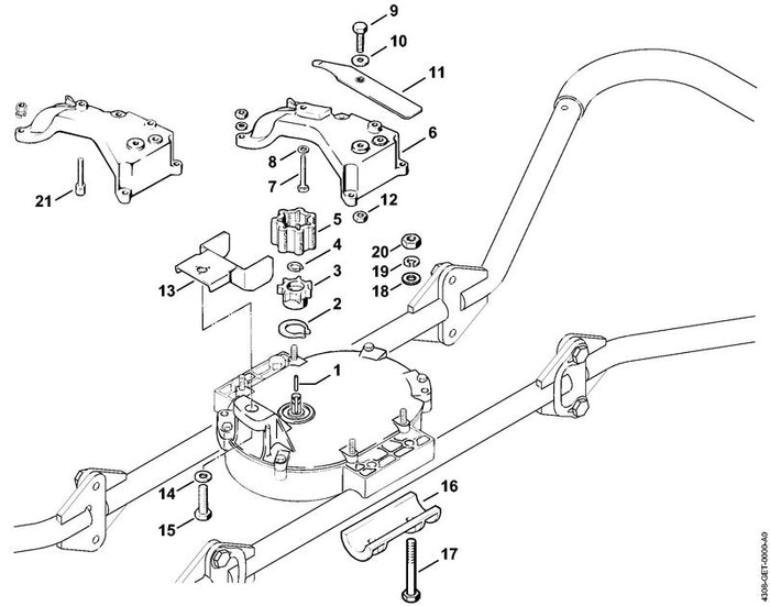 STIHL 9008-319-2430 Sechskantschraube DIN933-M10x35-8.8 positie 15 technische tekening