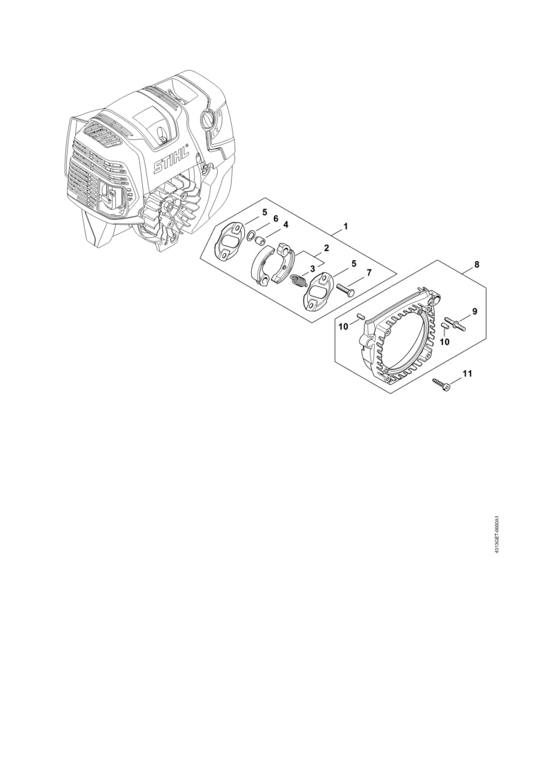STIHL 4313-080-1801 Lüftergehäuse positie 8 technische tekening